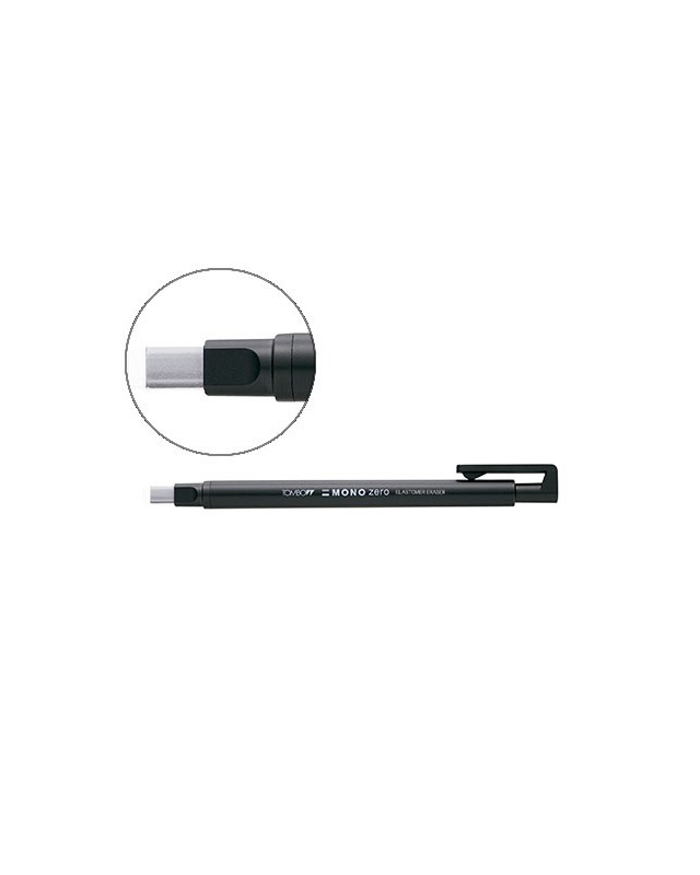 Portagomas tombow mono zero con clip goma rectangular 2,5 x 5 mm color negro