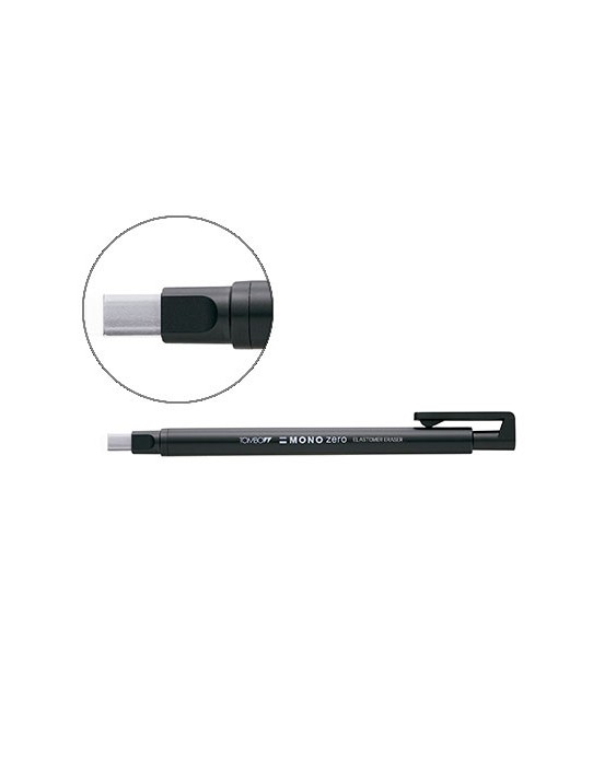 Portagomas tombow mono zero con clip goma rectangular 2,5 x 5 mm color negro
