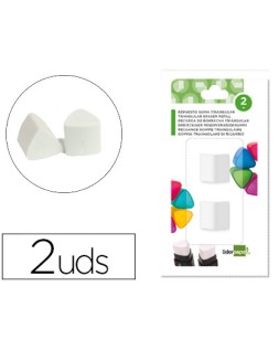 Repuesto goma de borrar liderpapel triangular para er04 blister de 2 unidades