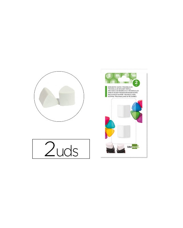 Repuesto goma de borrar liderpapel triangular para er04 blister de 2 unidades