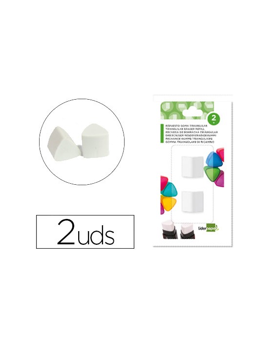 Repuesto goma de borrar liderpapel triangular para er04 blister de 2 unidades