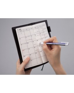 Portagomas tombow mono zero con clip goma rectangular 2,5 x 5 mm color blanco azul y negro