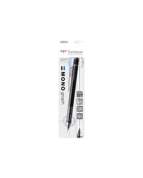 Portaminas tombow con clip mono graph profesional 0,5 mm color negro