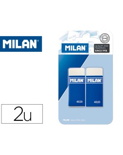 Goma de borrar milan 4020 miga de pan blister de 2 unidades