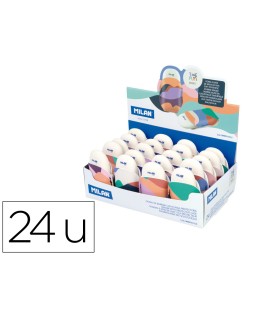 Goma de borrar milan the fun ovalada con funda caja de 24 unidades colores surtidos