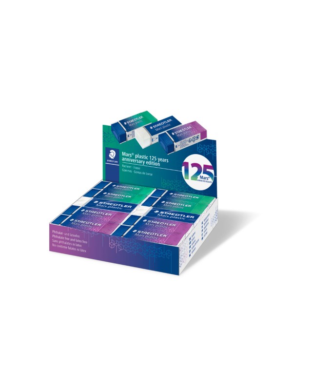 Goma de borrar staedtler mars plastic 125 aniversario 526/50 caja de 20 unidades