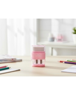 Goma de borrar liderpapel rectangular con protector plastico sacapuntas 2 usos colores surtidos