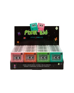 Goma de borrar imaginovo consola con sacapuntas colores surtidos