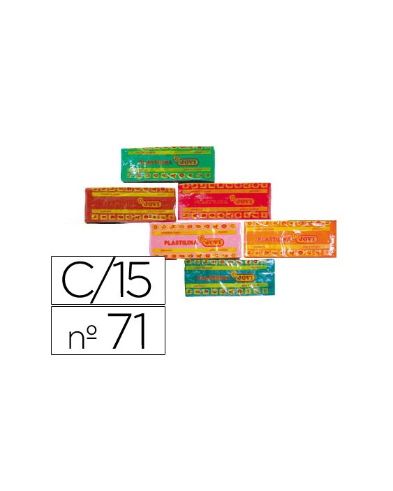 Plastilina jovi 71 tamaño mediano caja de 15 unidades colores surtidos