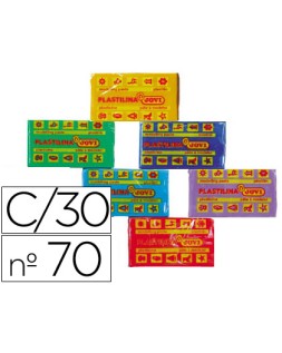 Plastilina jovi 70 tamaño pequeño caja de 30 unidades colores surtidos