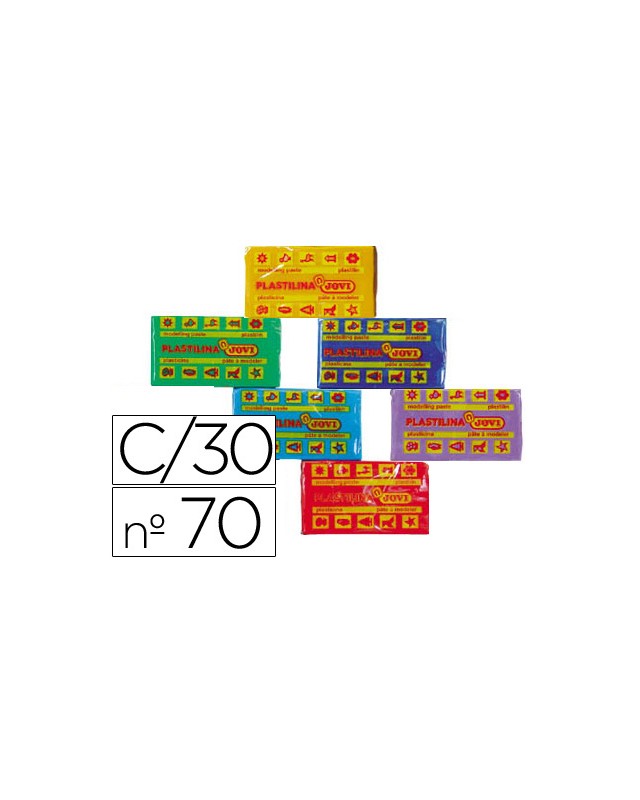Plastilina jovi 70 tamaño pequeño caja de 30 unidades colores surtidos