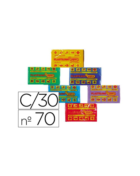 Plastilina jovi 70 tamaño pequeño caja de 30 unidades colores surtidos