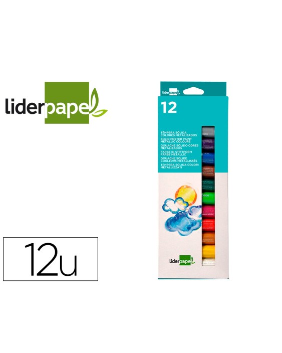 Tempera solida en barra liderpapel escolar 10 g caja de 12 colores surtidos