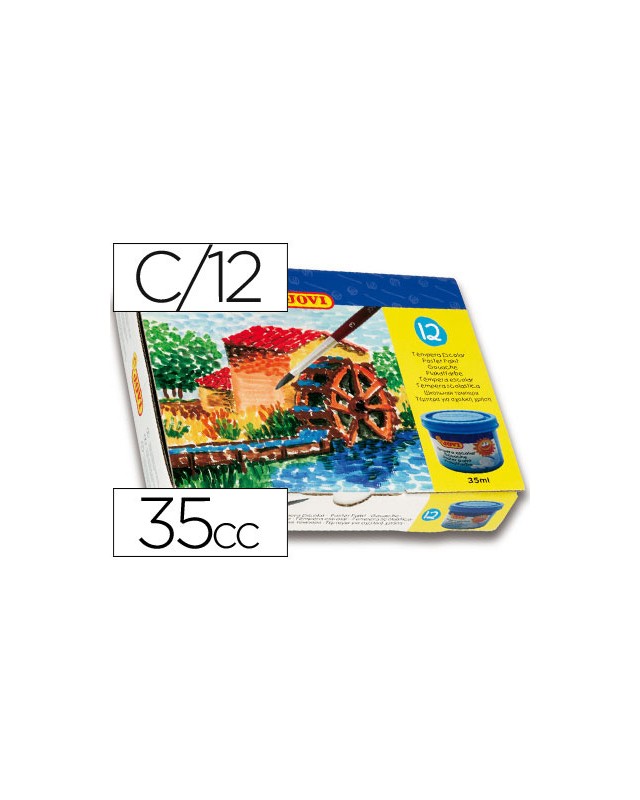 Tempera escolar jovi 35 ml caja de 12 colores surtidos