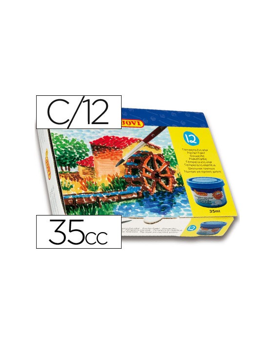 Tempera escolar jovi 35 ml caja de 12 colores surtidos