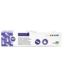 Tempera escolar liderpapel 40 ml caja 7 colores surtidos + pincel
