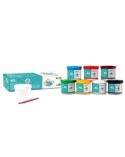 Tempera escolar liderpapel 40 ml caja 7 colores surtidos + pincel