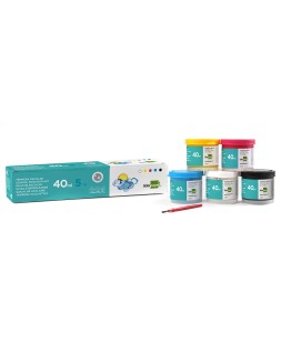 Tempera escolar liderpapel 40 ml caja 5 colores surtidos + pincel