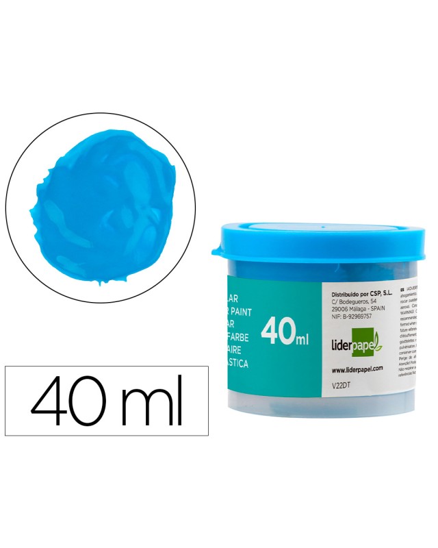 Tempera escolar liderpapel 40 ml azul cian