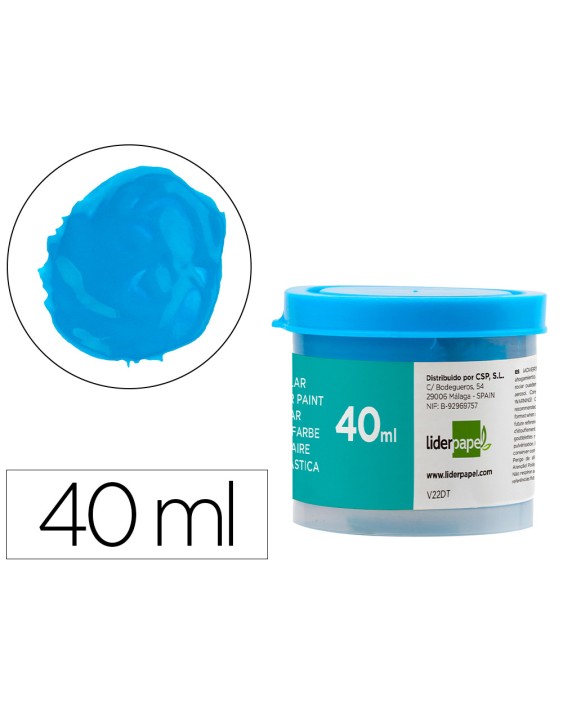 Tempera escolar liderpapel 40 ml azul cian