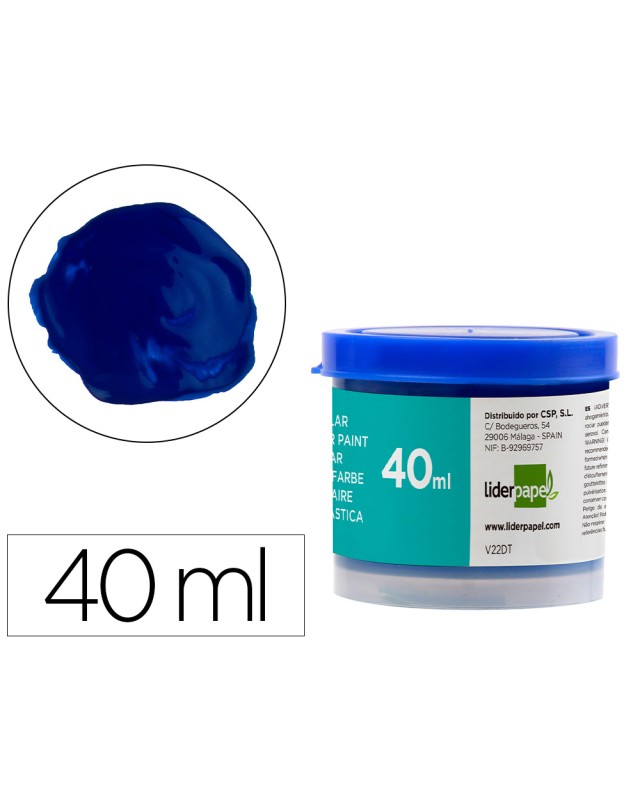 Tempera escolar liderpapel 40 ml azul ultramar