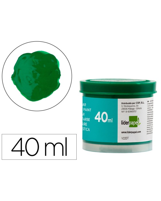 Tempera escolar liderpapel 40 ml verde