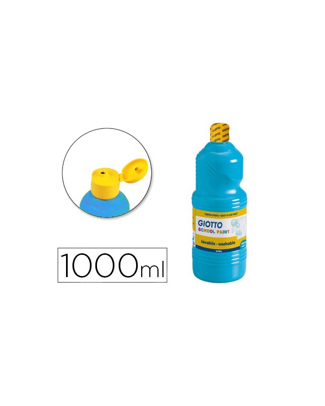 Tempera liquida giotto escolar lavable 1000 ml azul cyan