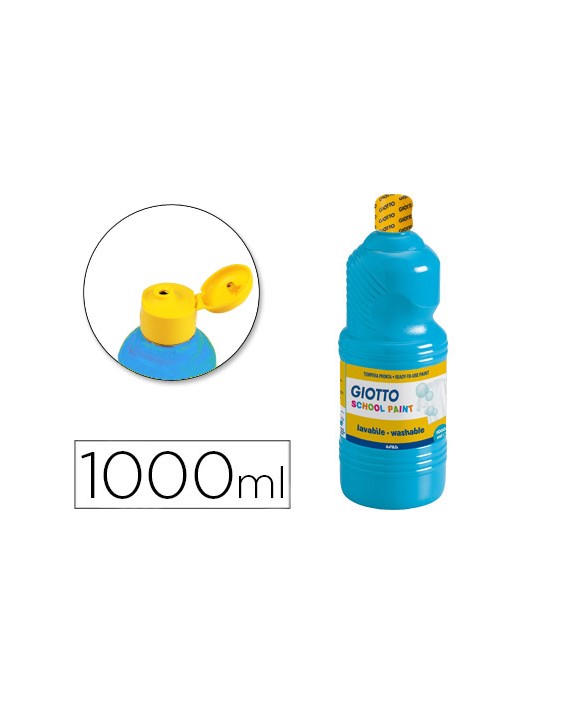 Tempera liquida giotto escolar lavable 1000 ml azul cyan