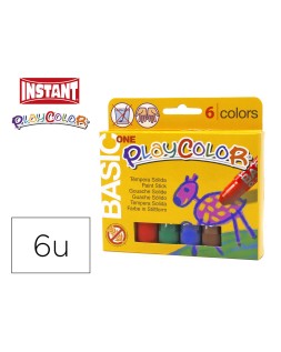 Tempera solida en barra playcolor escolar caja de 6 colores surtidos