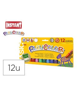 Tempera solida en barra playcolor escolar caja de 12 colores surtidos
