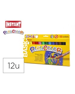 Tempera solida en barra playcolor pocket escolar caja de 12 colores surtidos