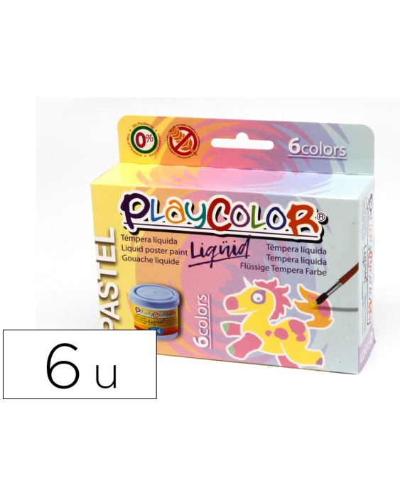 Tempera liquida playcolor liquid pastel 40 ml caja de 6 unidades colores surtidos