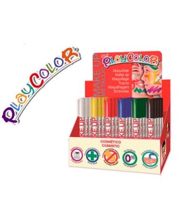 Barra de maquillaje playcolor make up metallic expositor de 24 unidades colores surtidos