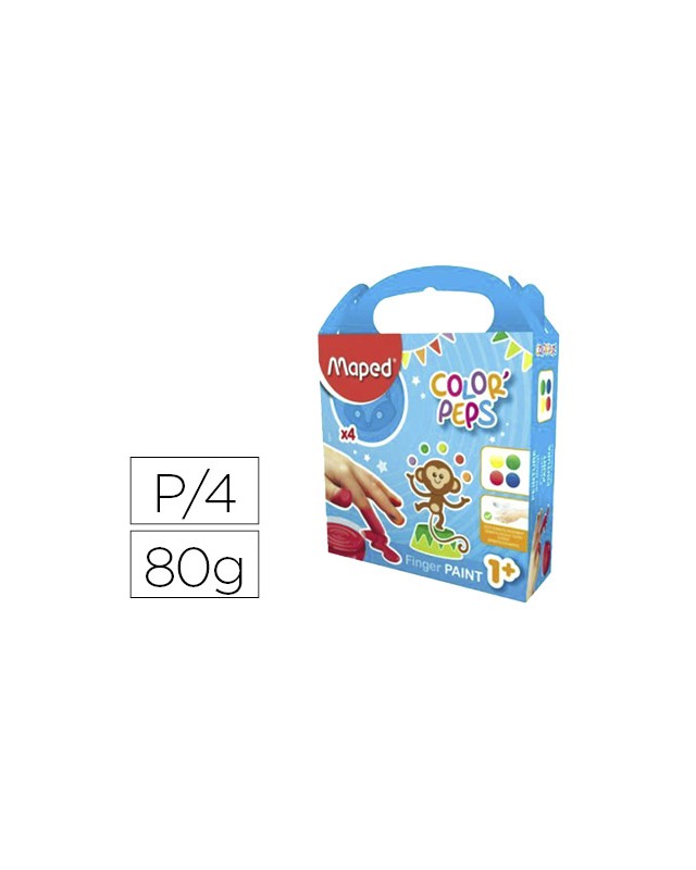 Pintura a dedos maped color peps caja de 4 botes colores surtidos 80 gr