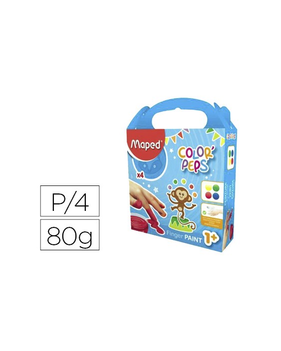 Pintura a dedos maped color peps caja de 4 botes colores surtidos 80 gr