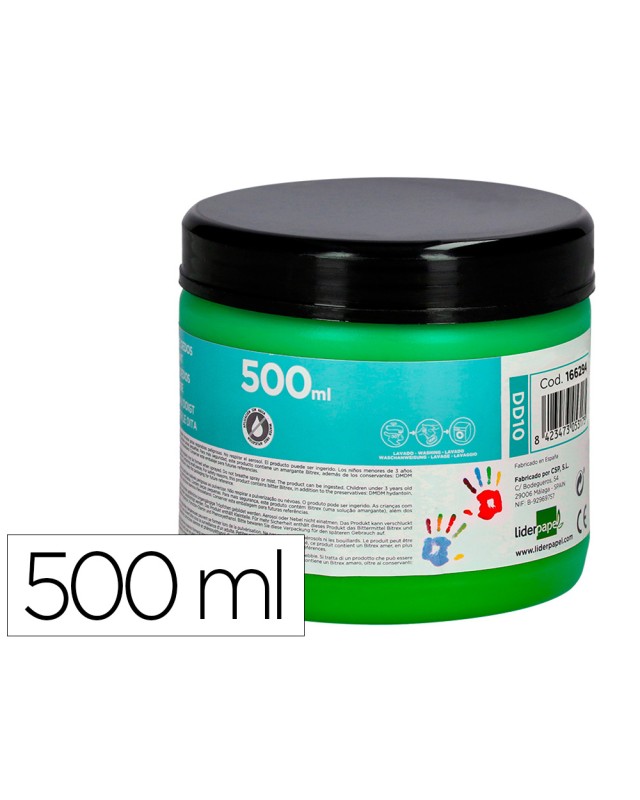 Pintura dedos liderpapel tarrina de 500 ml verde