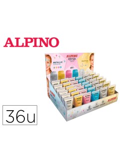 Expositor alpino gel maquillaje 24 glittter gel metalico + 12 glitter gel