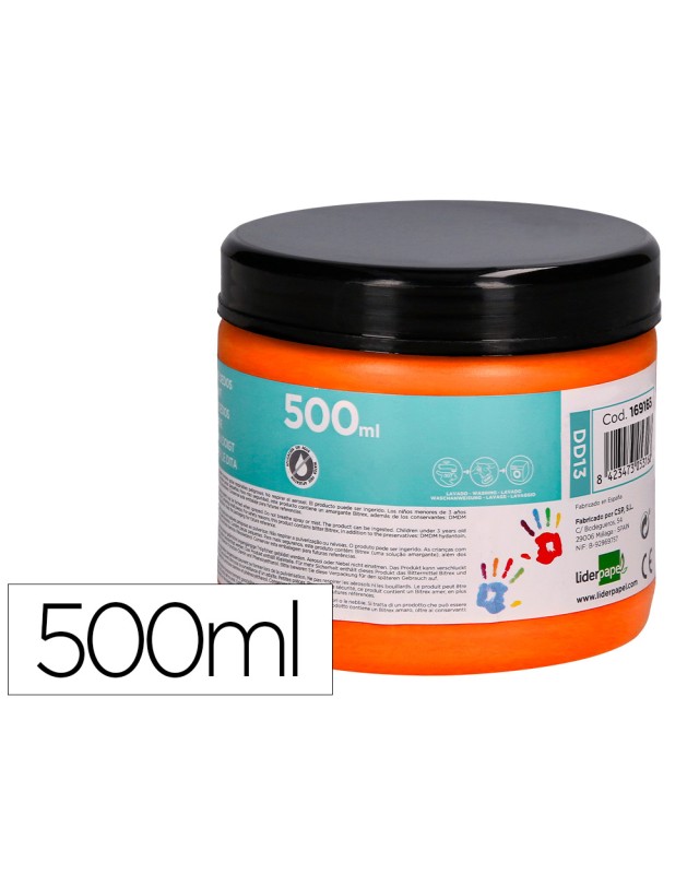 Pintura dedos liderpapel naranja tarrina de 500 cc
