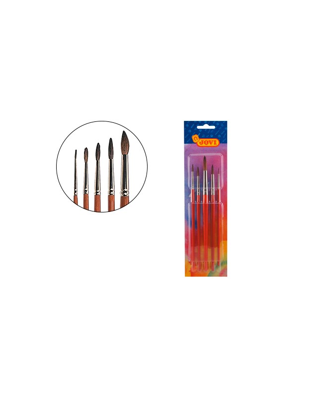 Pinceles acuarela jovi blister de 5 unidades surtidas