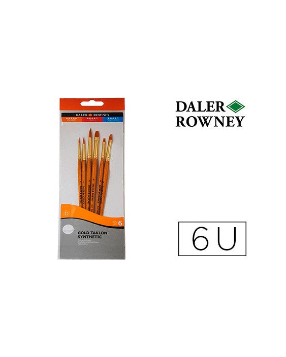 Pinceles daler rowney simply art sintentico mango corto dorado blister de 5 unidades