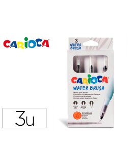 Pincel carioca recargable agua redondo caja de 3 unidades puntas surtidas