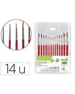 Pinceles acuarela liderpapel virola cromada pelo engomado blister de 14 unidades surtidas