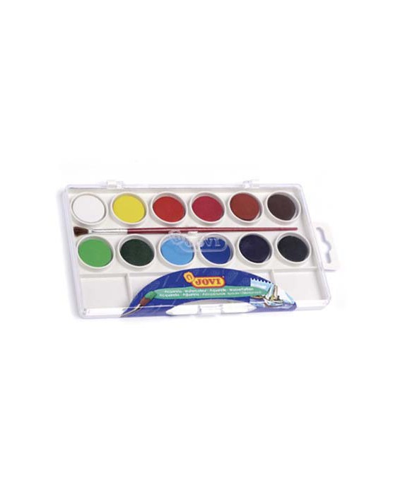 Acuarela jovi 12 colores con pincel estuche de plastico