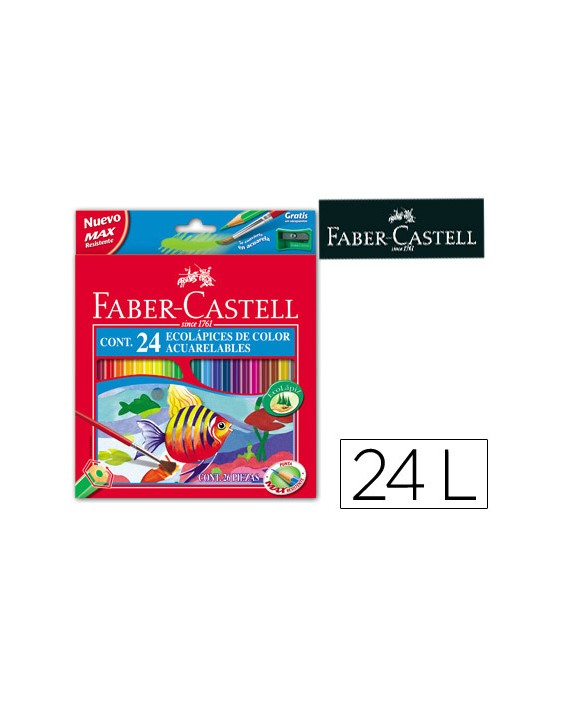 Lapices de colores faber castell acuarelables caja de 24 unidades colores surtidos