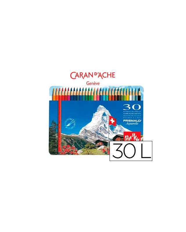 Lapices de colores caran d'ache acuarelables caja metalica de 30 colores surtidos