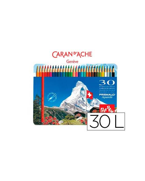 Lapices de colores caran d'ache acuarelables caja metalica de 30 colores surtidos