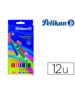 Lapices de colores pelikan hexagonales acuarelables mina 3mm caja de 12 colores surtidos