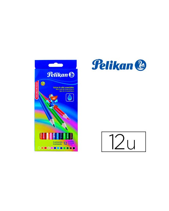 Lapices de colores pelikan hexagonales acuarelables mina 3mm caja de 12 colores surtidos