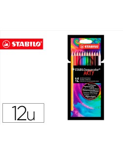 Lapices de colores stabilo aquacolor arty line acuarelables estuche de carton de 12 unidades colores