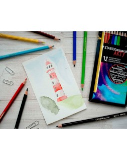 Lapices de colores stabilo aquacolor arty line acuarelables estuche de carton de 12 unidades colores